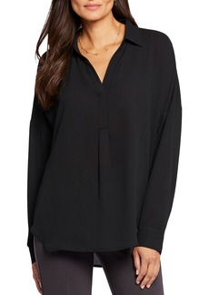 NYDJ Becky Recycled Polyester Georgette Blouse in Black at Nordstrom Rack