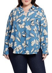 NYDJ Becky Recycled Polyester Georgette Popover Blouse
