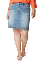 NYDJ Embroidery Hem Denim Skirt (Plus Size)