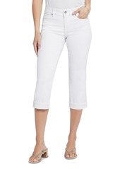 Nydj Petite Marilyn Cuffed Cropped Straight Jeans in Black & Optic White