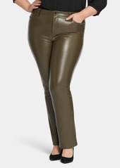 Nydj Plus Size Artificial Leather Marilyn Straight Pants - Cordovan