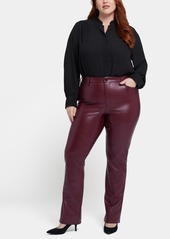 Nydj Plus Size Artificial Leather Marilyn Straight Pants - Cordovan