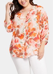 Nydj Plus Size Pintuck Blouse - Waterfall Ice