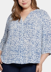 Nydj Plus Size Pintuck Blouse - Waterfall Ice