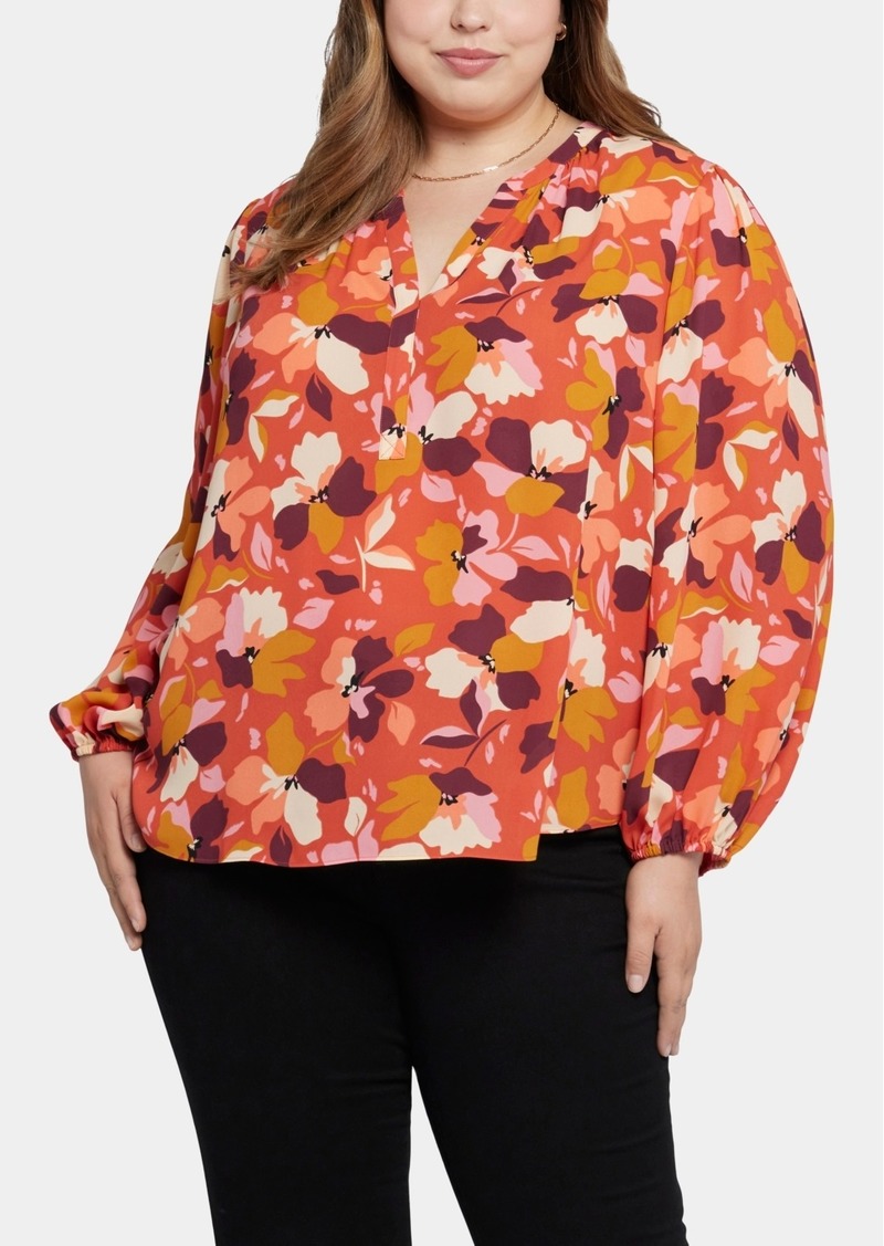 Nydj Plus Size Puff Sleeve Popover Top - Gingervale