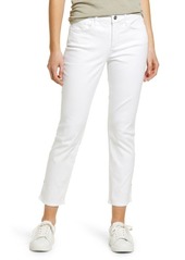 NYDJ Sheri Rivet Side Slit Slim Ankle Jeans in Optic White at Nordstrom