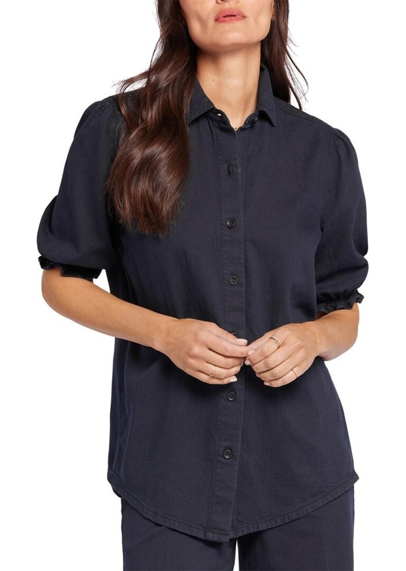 NYDJ Smocked Sleeve Denim Shirt