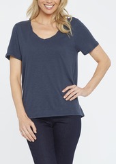 NYDJ Twist V-Neck T-Shirt in Oxford Navy And Optic White at Nordstrom Rack