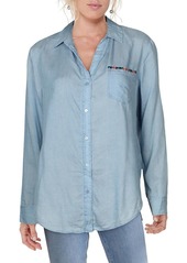 NYDJ Women's Classic Tencel Shirt with Embroidery sea Mist wash M