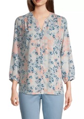 NYDJ Pintucked Floral Blouse