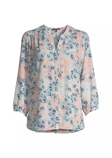 NYDJ Pintucked Floral Blouse