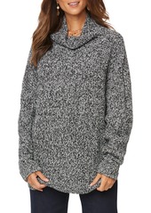 NYDJ Chunky Cowl Neck Sweater in Black Marled at Nordstrom