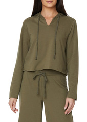 NYDJ Crop French Terry Hoodie in Moss at Nordstrom
