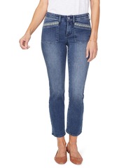 NYDJ Sheri High Waist Embroidered Pocket Ankle Slim Jeans in Clean Lazaro at Nordstrom