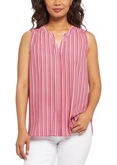 NYDJ Womens Pleated Button Down Blouse