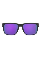 Oakley 56mm Rectangle Sunglasses in Matte Black/Prizm Violet at Nordstrom