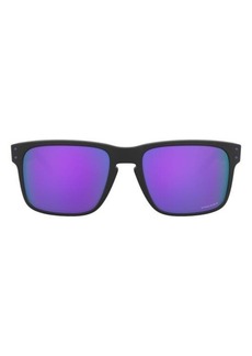 Oakley 56mm Rectangle Sunglasses in Matte Black/Prizm Violet at Nordstrom