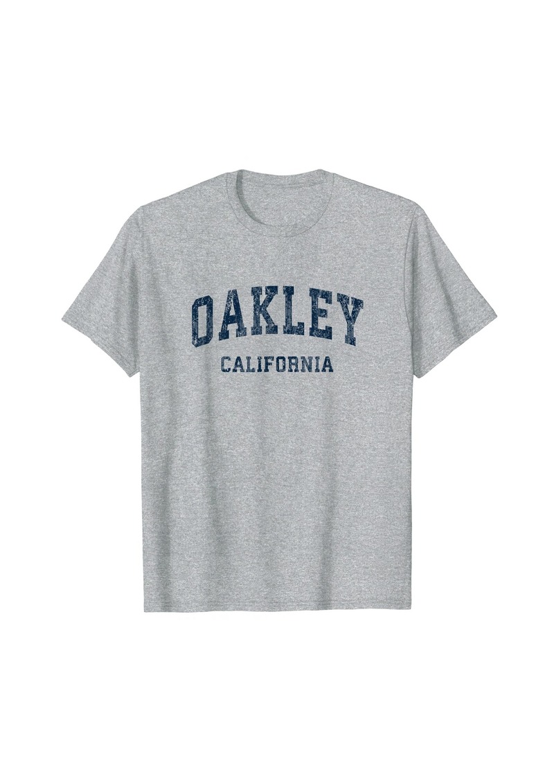 Oakley California CA Vintage Varsity Sports Navy Design T-Shirt