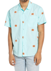 Obey Floral Short Sleeve Organic Cotton Button-Up Shirt