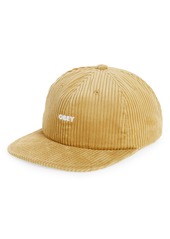 Obey Bold Corduroy Six Panel Hat in Khaki at Nordstrom
