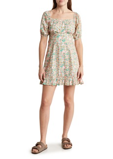 Obey Cleo Puff Sleeve Dress in Apricot Pink Multi at Nordstrom Rack