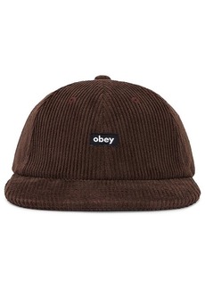 Obey Cord Label 6 Panel Strapback Hat