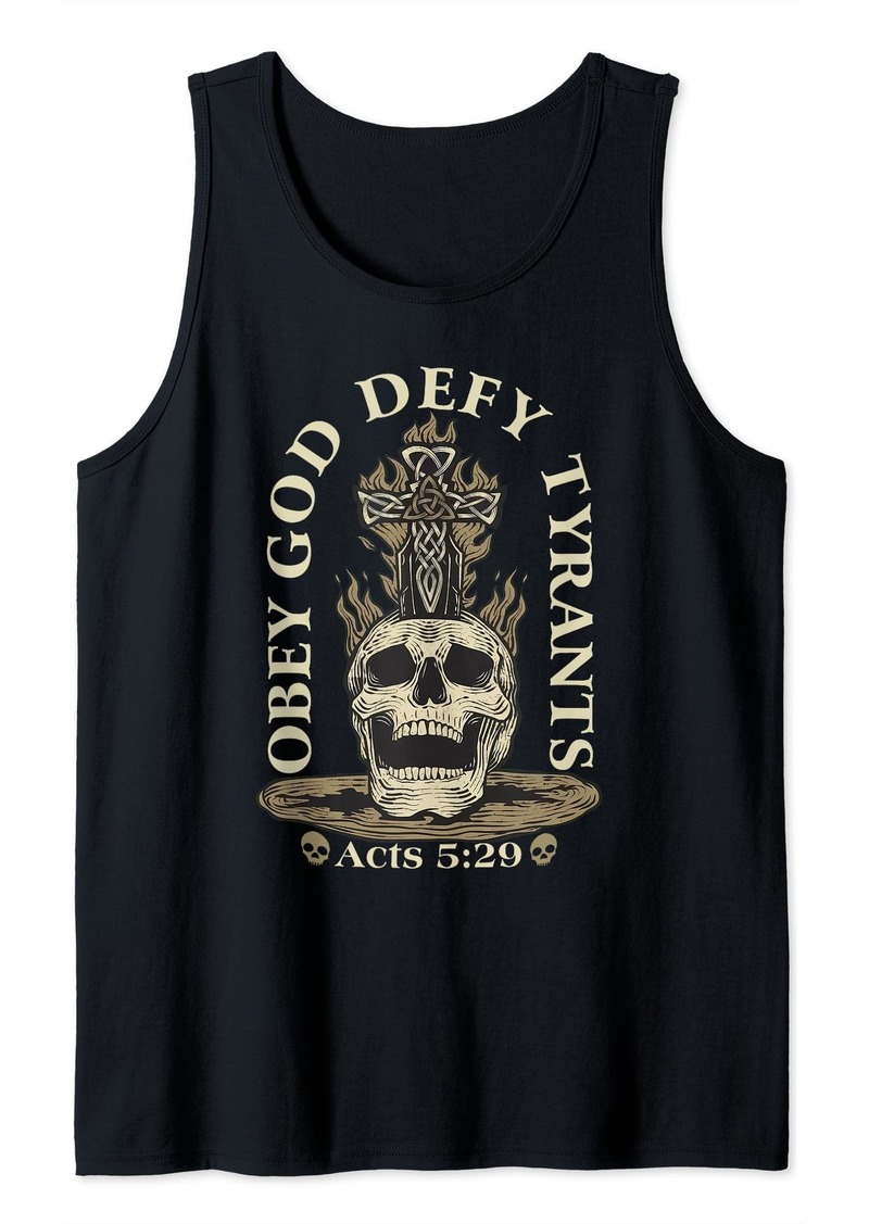 Obey God Defy Tyrants Skull God Bible Tank Top