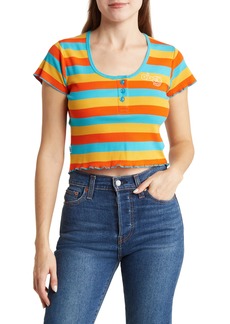 Obey Hanna Stripe Short Sleeve Baby Tee in Turquoise Sea Multi at Nordstrom Rack