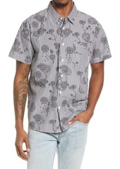 Obey Men's Undertone Print Short Sleeve Button-Up Shirt in Black Mult at Nordstrom