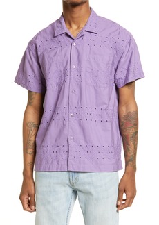 Obey Psalm Short Sleeve Button-Up Shirt in Lavender S at Nordstrom