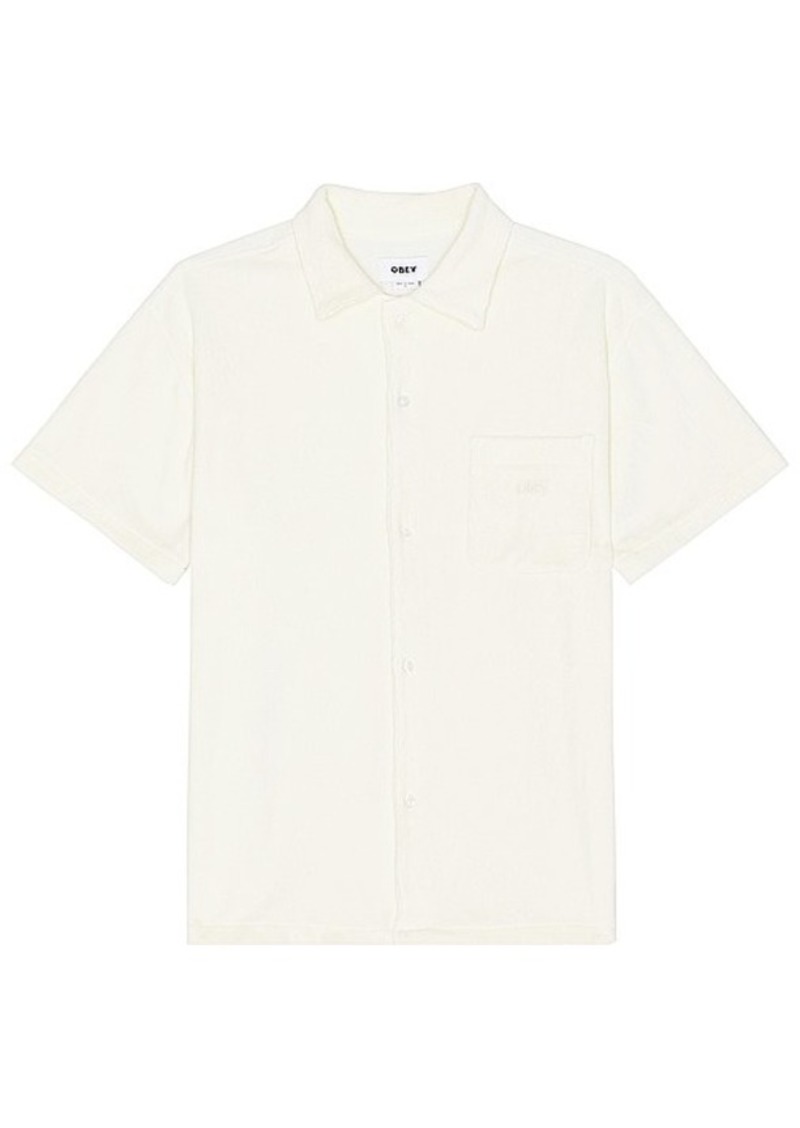 Obey Shelter Terry Cloth Button Up Shirt