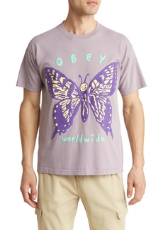 Obey Social Butterfly Graphic Tee in Lilac Chalk at Nordstrom Rack