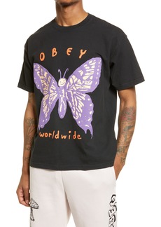 Obey Social Butterfly Graphic Tee in Pigment Fa at Nordstrom