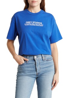 Obey Studios Crop T-Shirt in Surf Blue at Nordstrom Rack