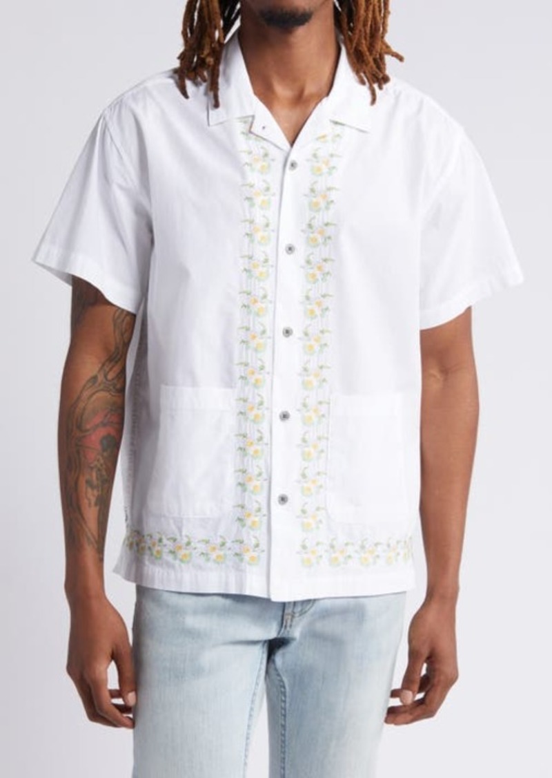 Obey Tres Embroidered Floral Camp Shirt
