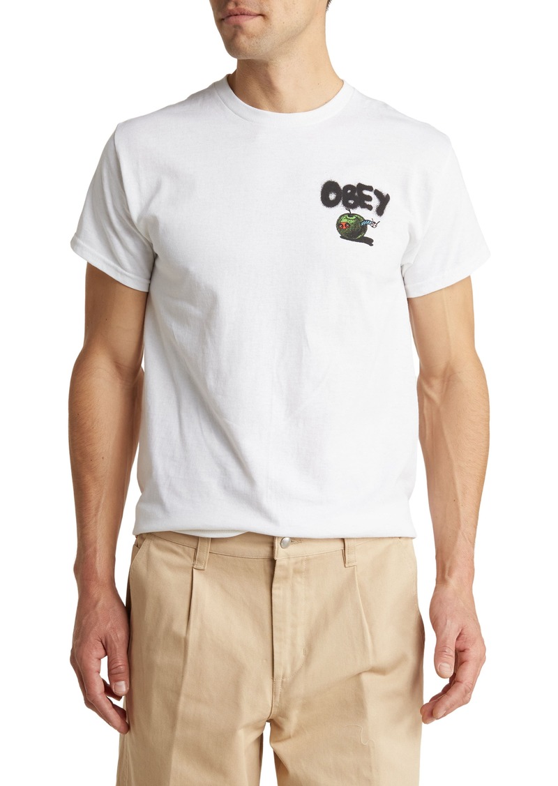 Obey Worm Apple Graffiti Graphic T-Shirt in White at Nordstrom Rack