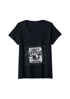 Womens Obey Gravity It's The Law --- V-Neck T-Shirt