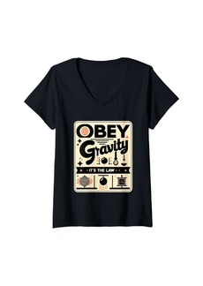 Womens Obey Gravity It's The Law -- V-Neck T-Shirt