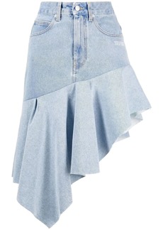 Off-White asymmetric ruffled denim skirt