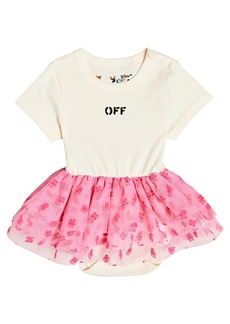 Off-White Kids Baby logo cotton and tulle bodysuit