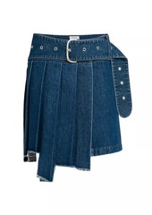 Off-White Belted Pleated Denim Skirt