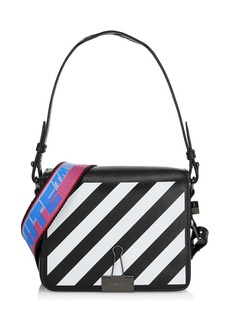 Off-White Binder Diagonal Stripe Leather Flap Shoulder Bag
