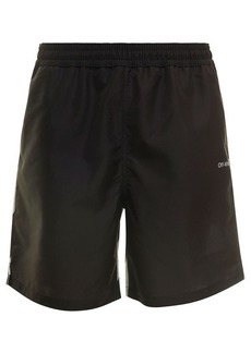 Off-White Black Swim Trunks with Diag Print at the Back in Polyester Man