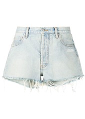 Off-White bleached frayed denim shorts