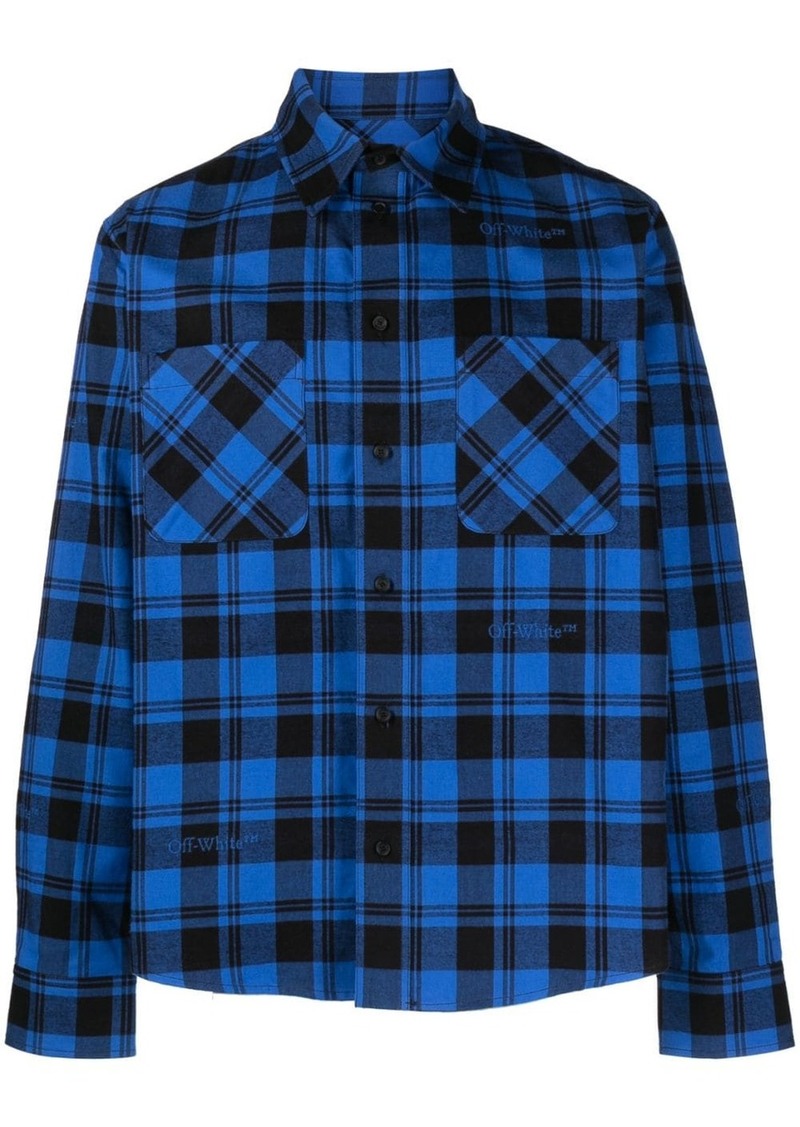 Off-White check-print zip-up shirt