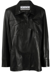 Off-White circle panel buttoned leather jacket