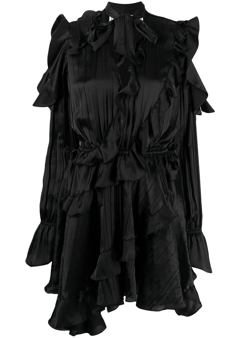 Off-White creased ruffled cocktail dress