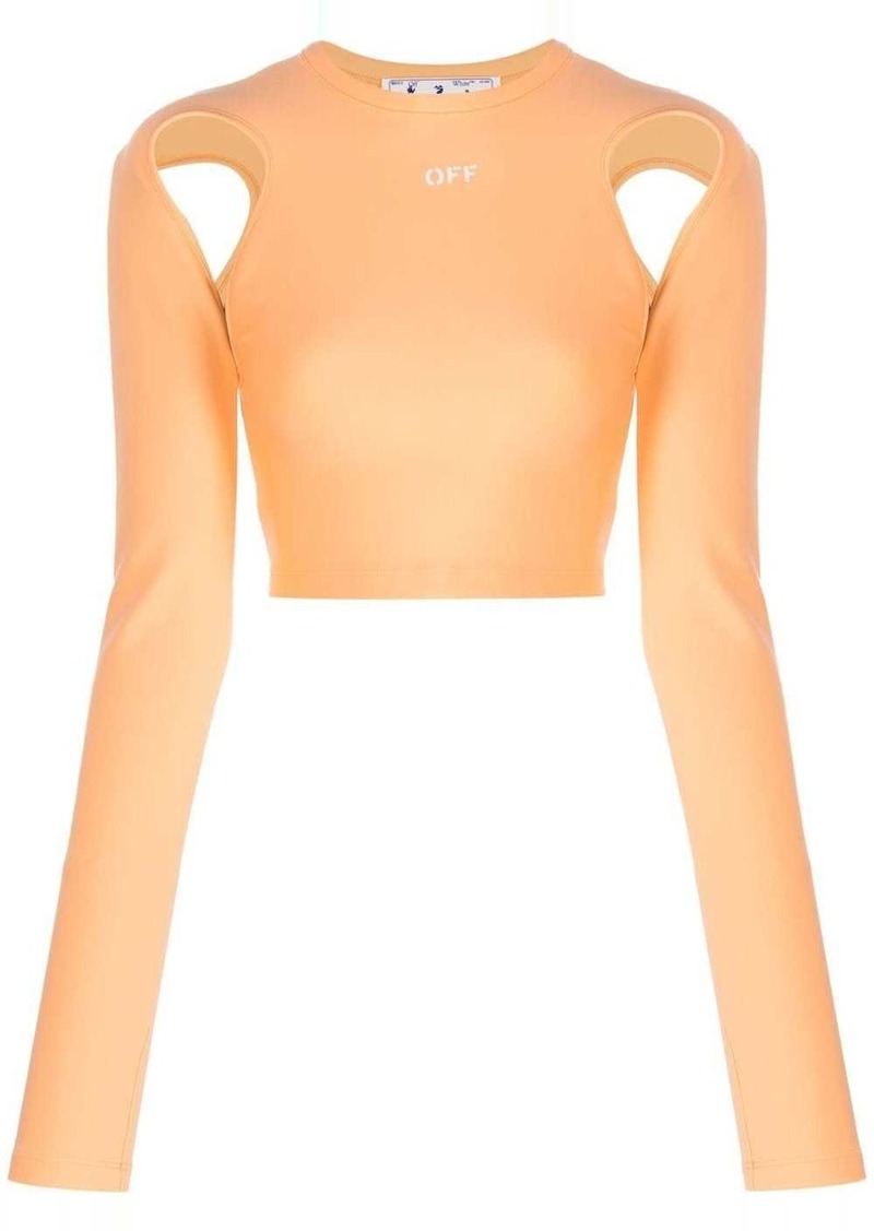 Off-White cut-out long-sleeve crop top