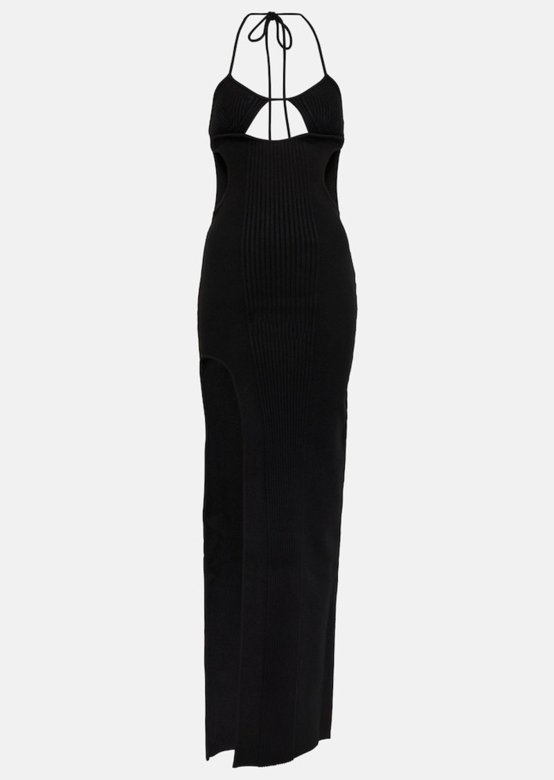 Off-White Cutout ribbed-knit gown
