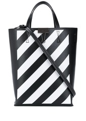 Off-White diagonal stripe leather tote bag